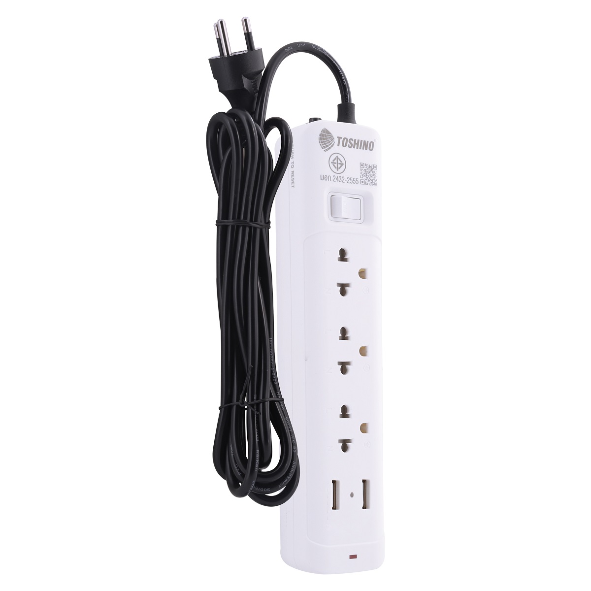 ปลั๊กรางไฟ 1สวิตช์ 3ช่อง 3เมตร TOSHINO รุ่น SO-33USB รูปที่ 5