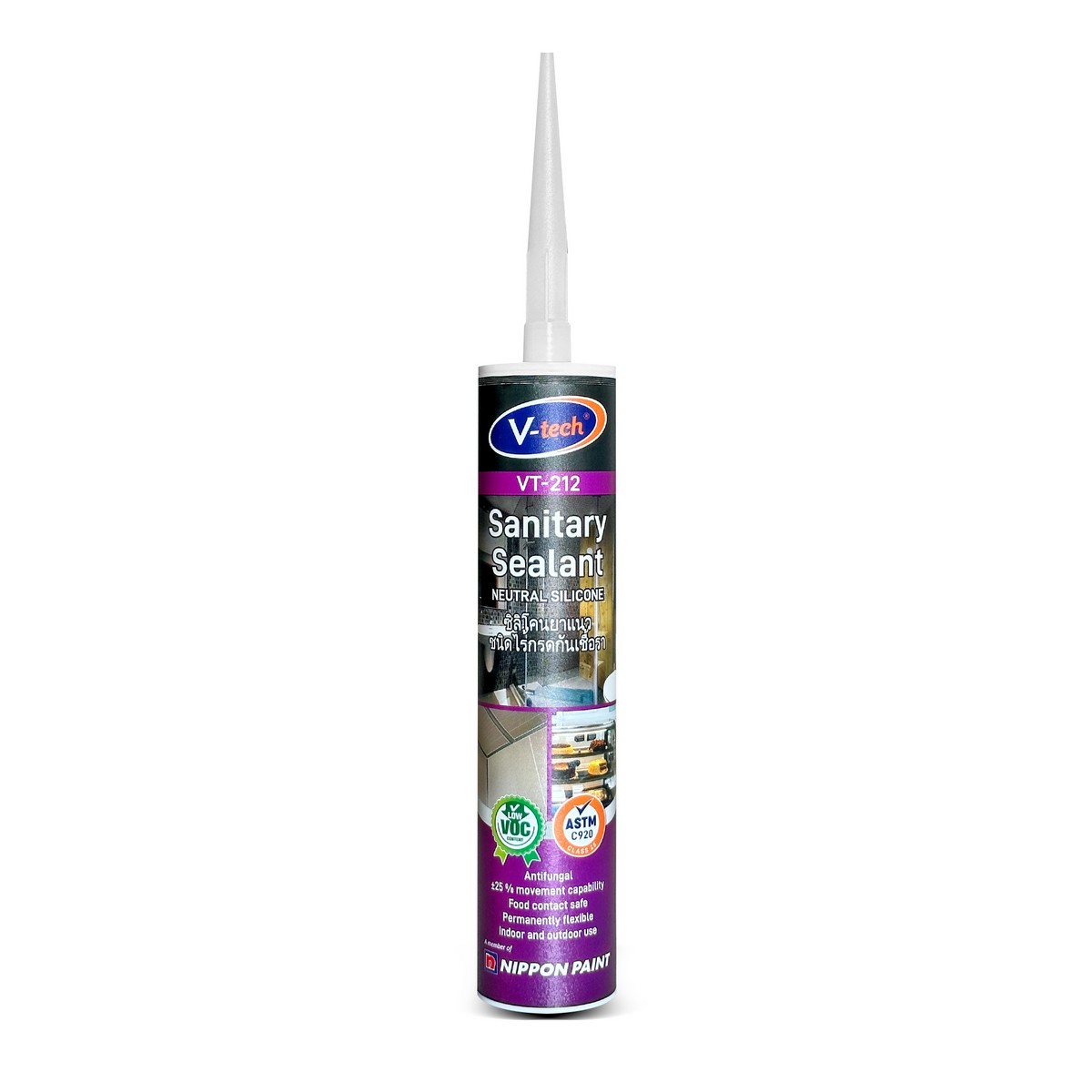 ซิลิโคนสีขาว(กันเชื้อรา)ไม่มีกรด V-TECH รุ่น VT-212W ราคา ฿98.4