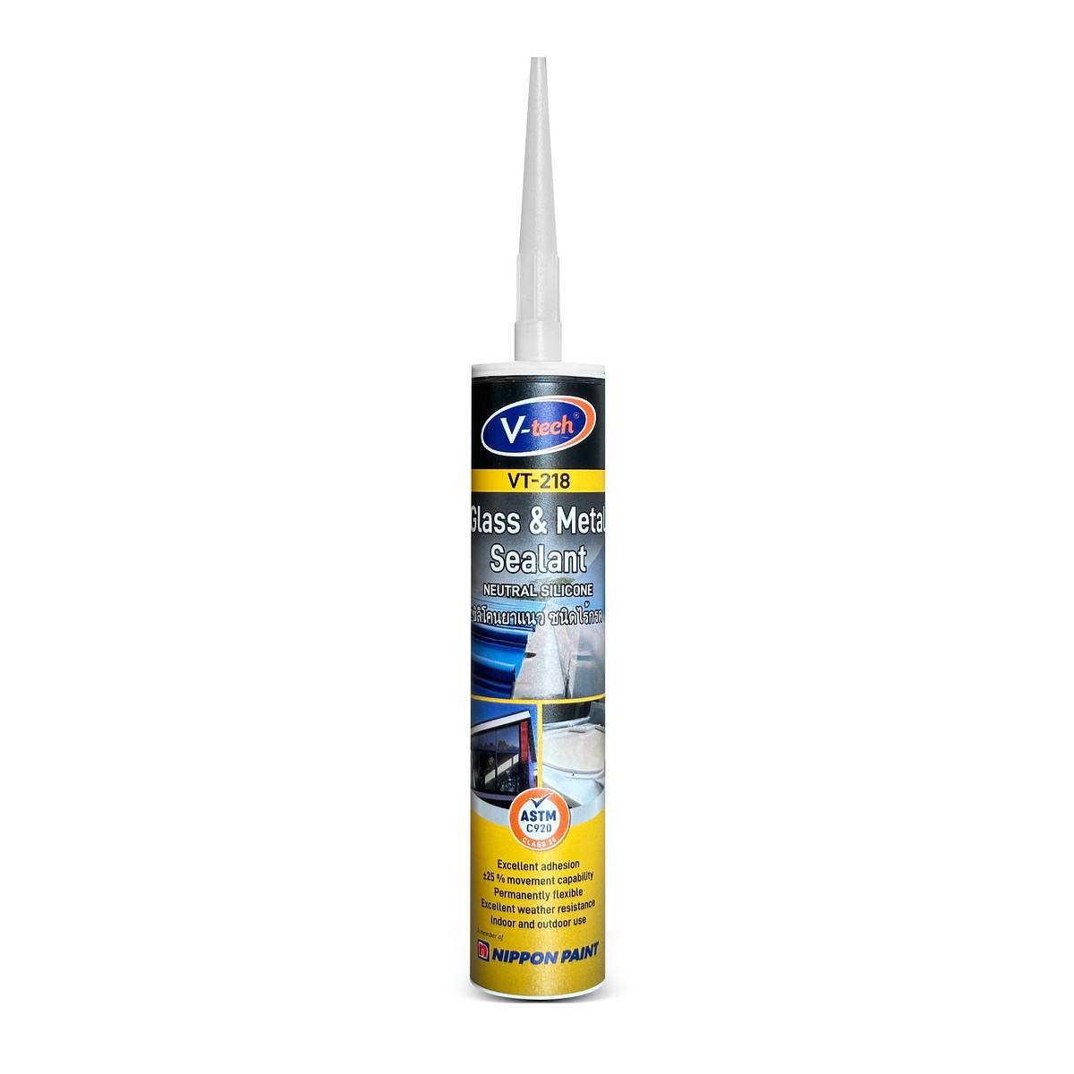 ซิลิโคนไร้กรด สีใส 270 ML V-TECH รุ่น VT-218C(T) ราคา ฿78