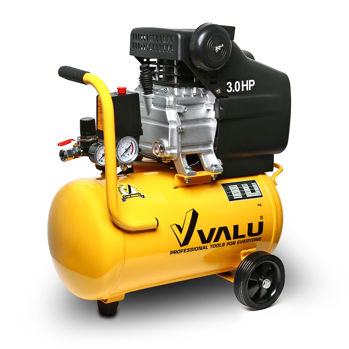 ปั๊มลมขับตรง 3HP ถัง 24L VALU รุ่น BM2024 ราคา ฿3,450