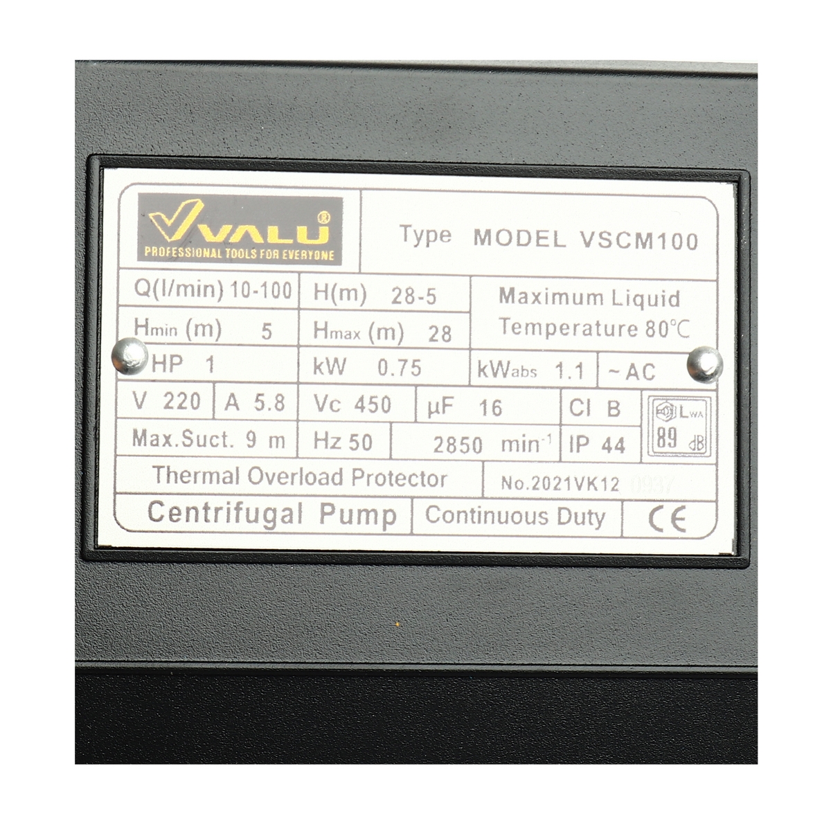 ปั๊มหอยโข่ง 1.00 HP 1" VALU รุ่น VSCM100 รูปที่ 5