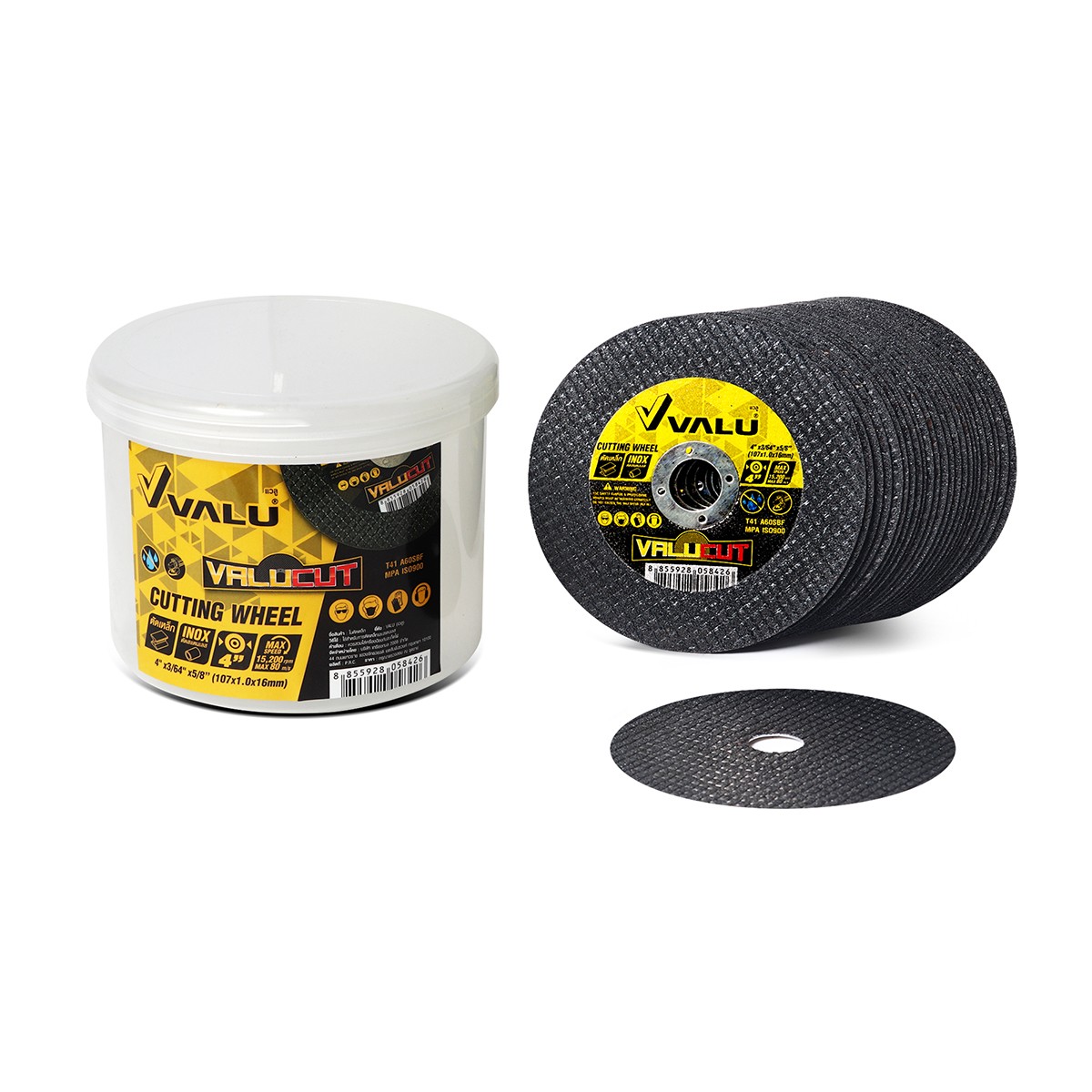 แผ่นตัดเหล็ก 4"X1 มม. ดำ VALU CUT VALU ราคา ฿6.3