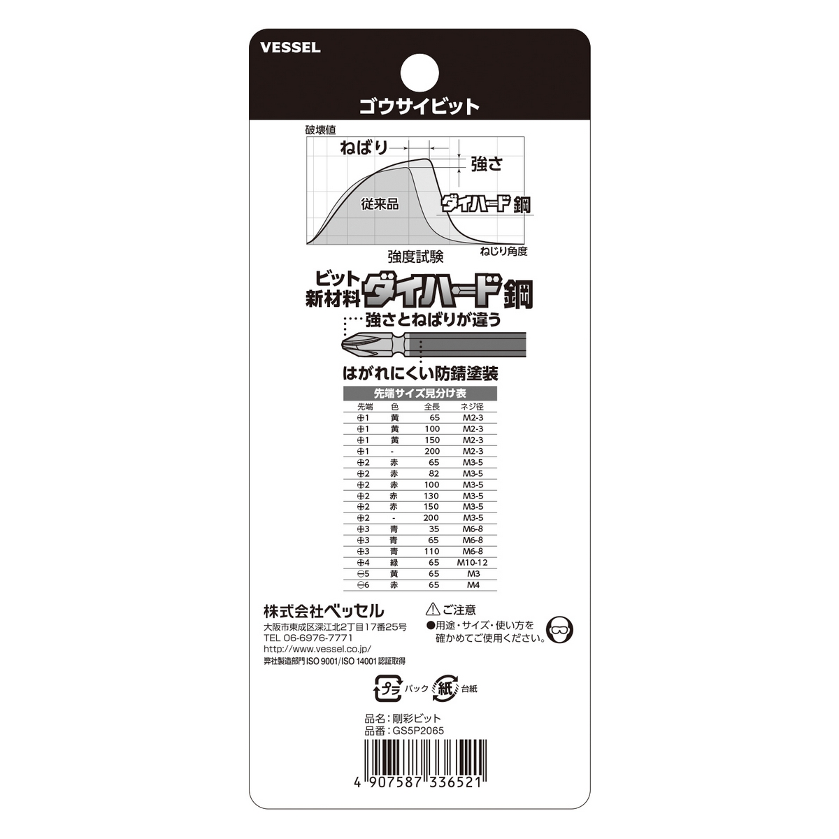 ดอกไขควงแฉก 2 หัว (5 ดอก/แพค) GS5P +2X65 VESSEL รุ่น GS5P2065 รูปที่ 3