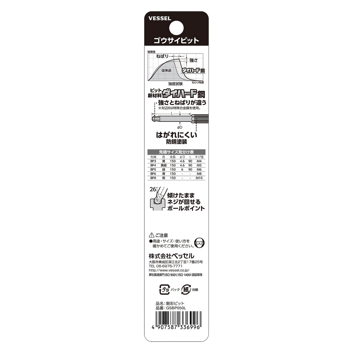ดอกไขควงหัวบอลขนาดยาว GSBP BP5X150 VESSEL รุ่น GSBP050L รูปที่ 3