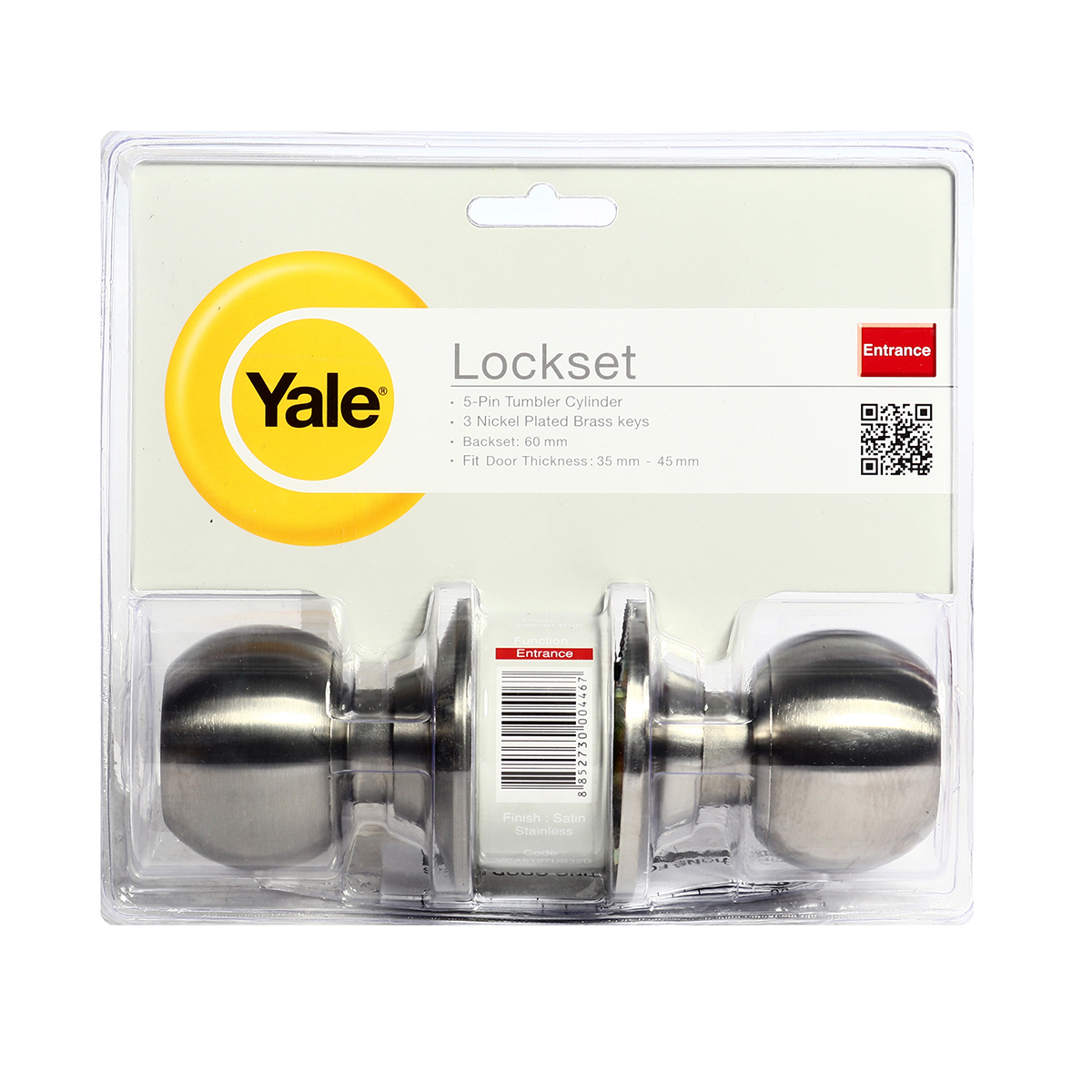 ลูกบิดทั่วไปหัวกลม65มม. สีสแตนเลส YALE รุ่น VCA5127 รูปที่ 3