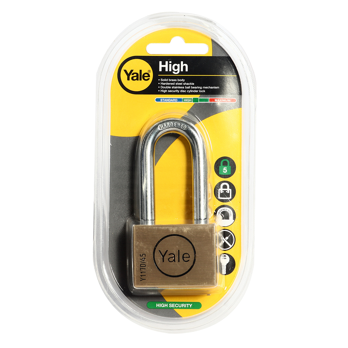 กุญแจ45มม. คอยาว ระบบดิกส์ YALE รุ่น BD45L ราคา ฿294