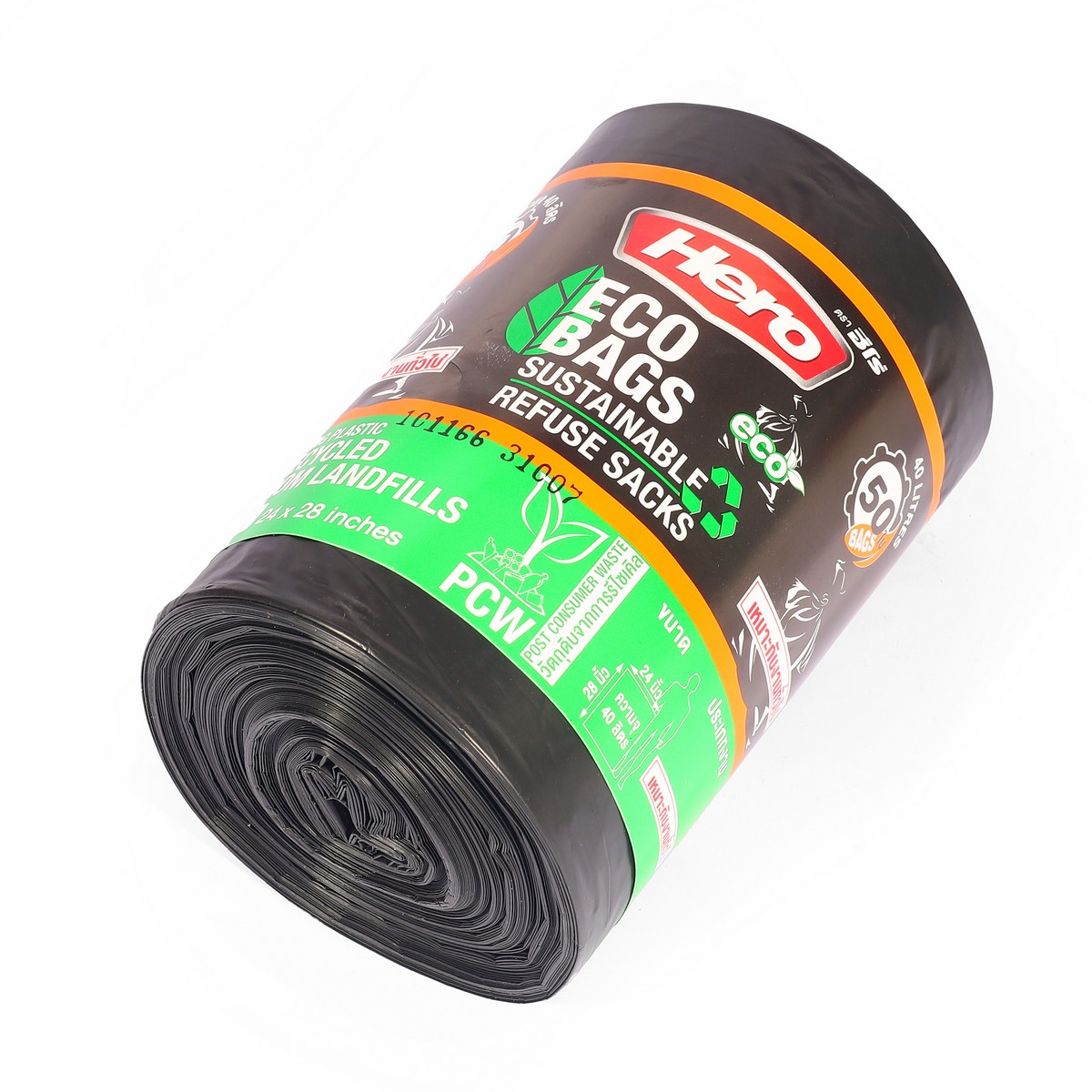 ถุงขยะดำม้วน รักษ์โลกECO 24X28"(50ใบ) HERO รูปที่ 4