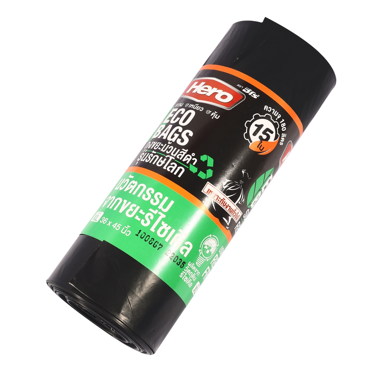ถุงขยะดำม้วน รักษ์โลกECO 36X45"(15ใบ) HERO รูปที่ 4