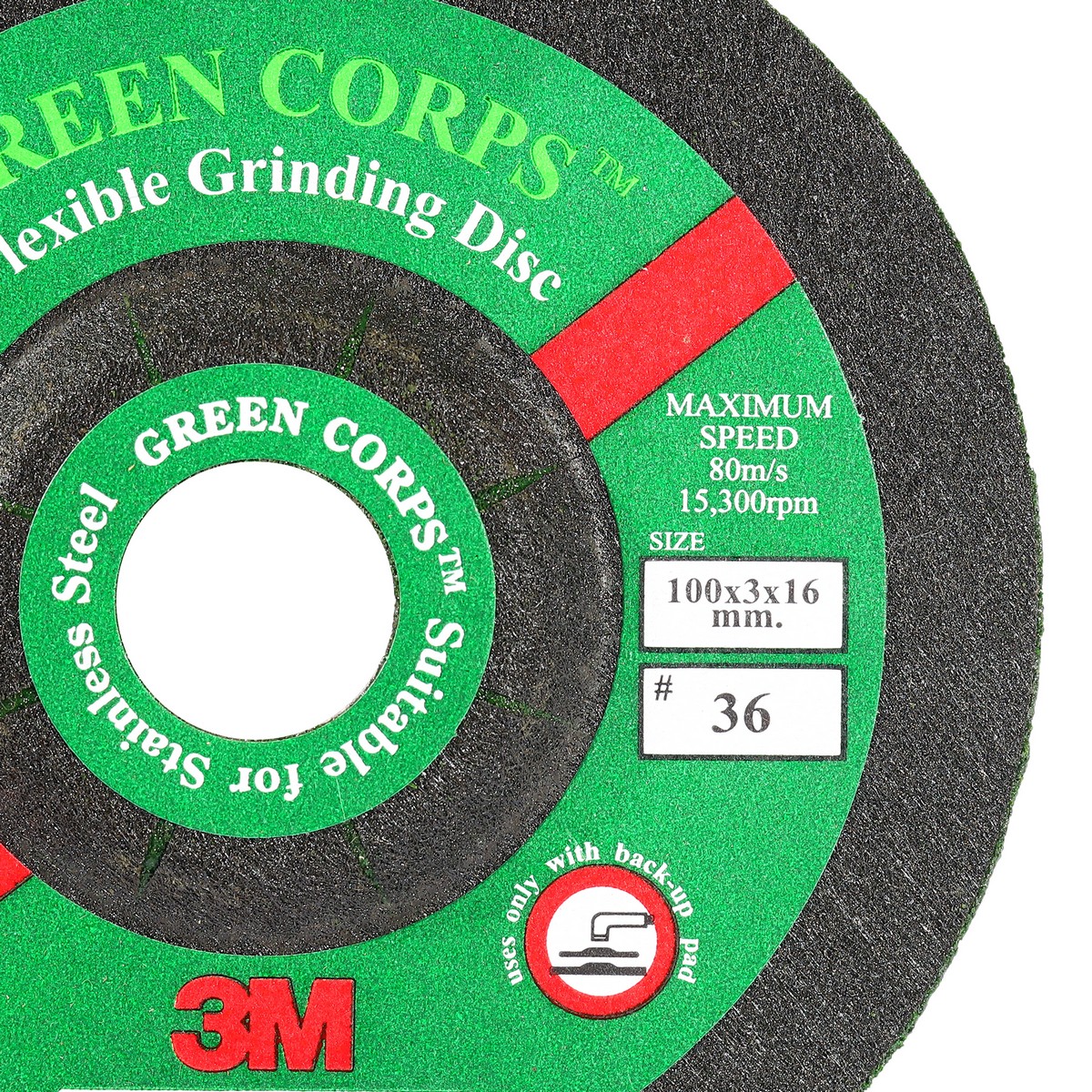 GREEN CORPS แผ่นเจียอ่อนตัว4"G36 100X3X16 3M รุ่น 0210 รูปที่ 2