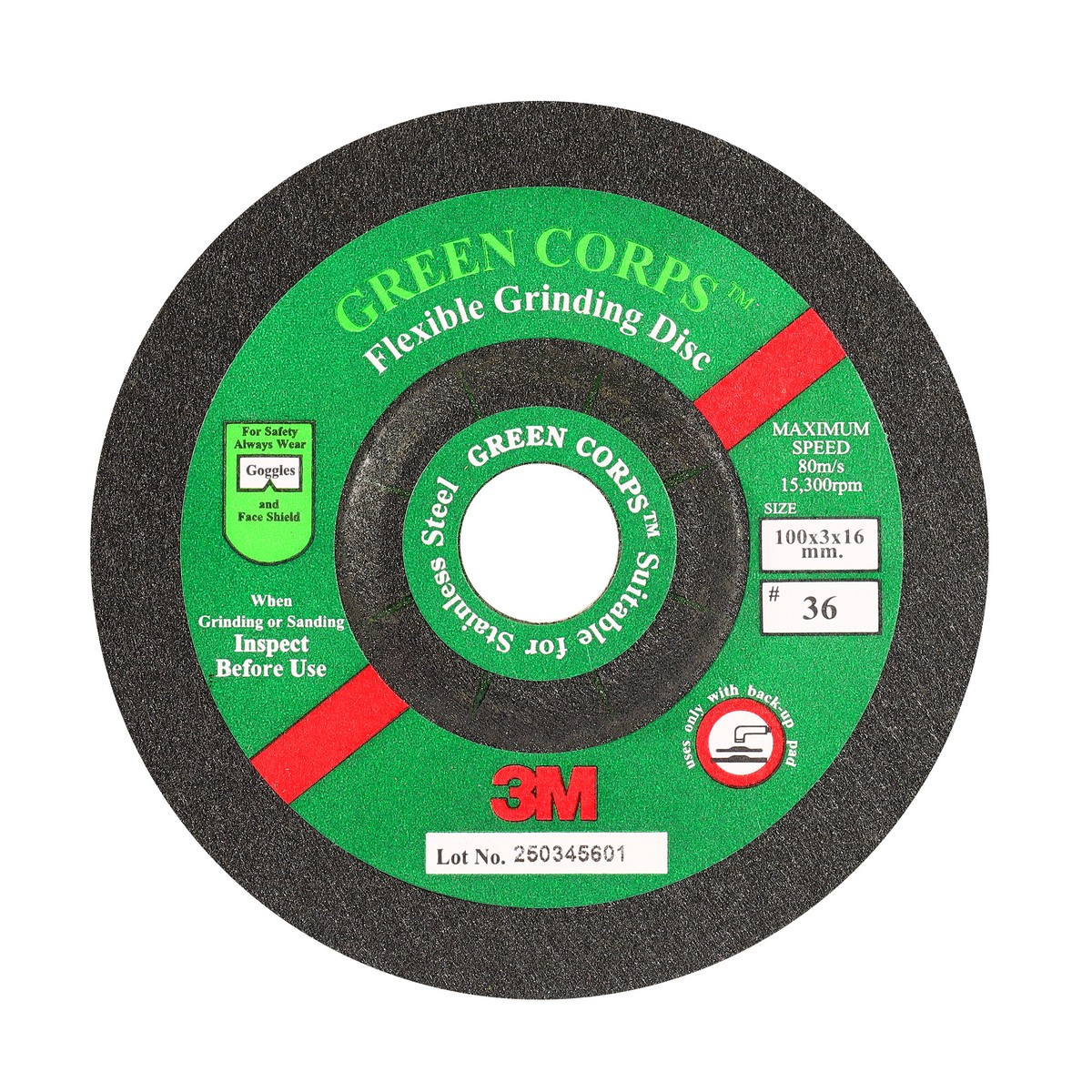 GREEN CORPS แผ่นเจียอ่อนตัว4"G36 100X3X16 3M รุ่น 0210 ราคา ฿45.6