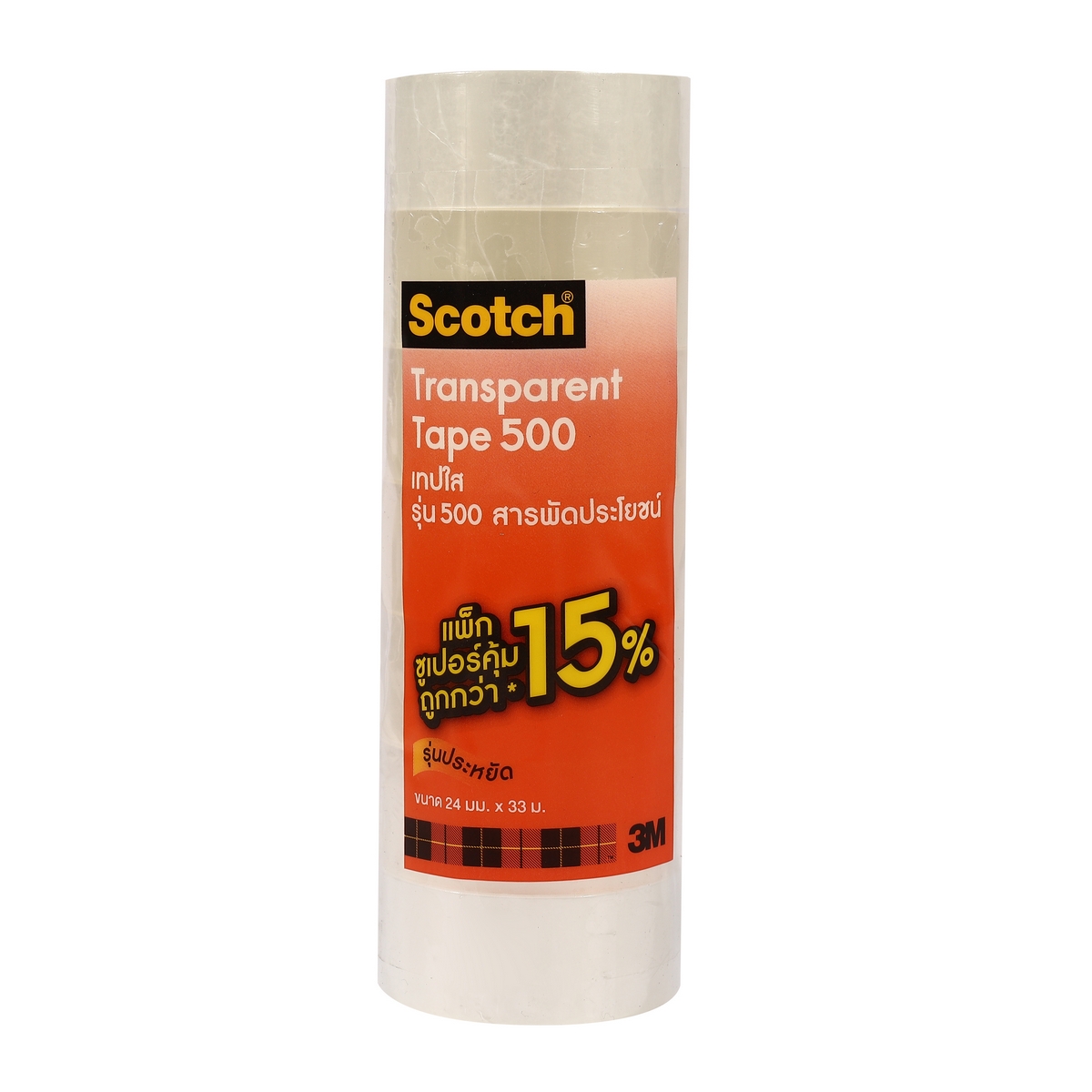 เทปใส 24 มม.X36หลา แกน 1" (7RL/PAC) 3M รุ่น NO.500 ราคา ฿246.6