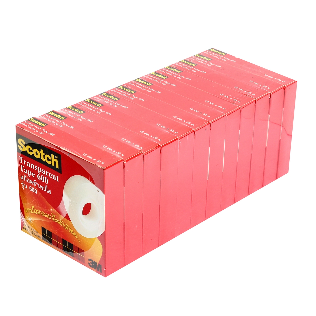 เทปใส 12 มม.X36หลา แกน 1"(12RL/PAC) 3M รุ่น NO.600 ราคา ฿532.8