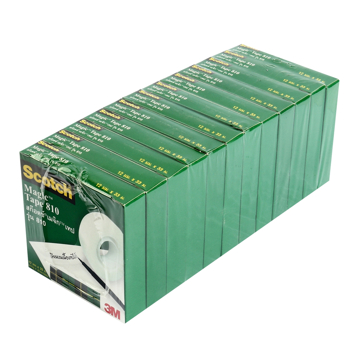 เมจิกเทป 12 มม.X36หลา แกน1" 12RL/PA 3M รุ่น NO.810 ราคา ฿777.6