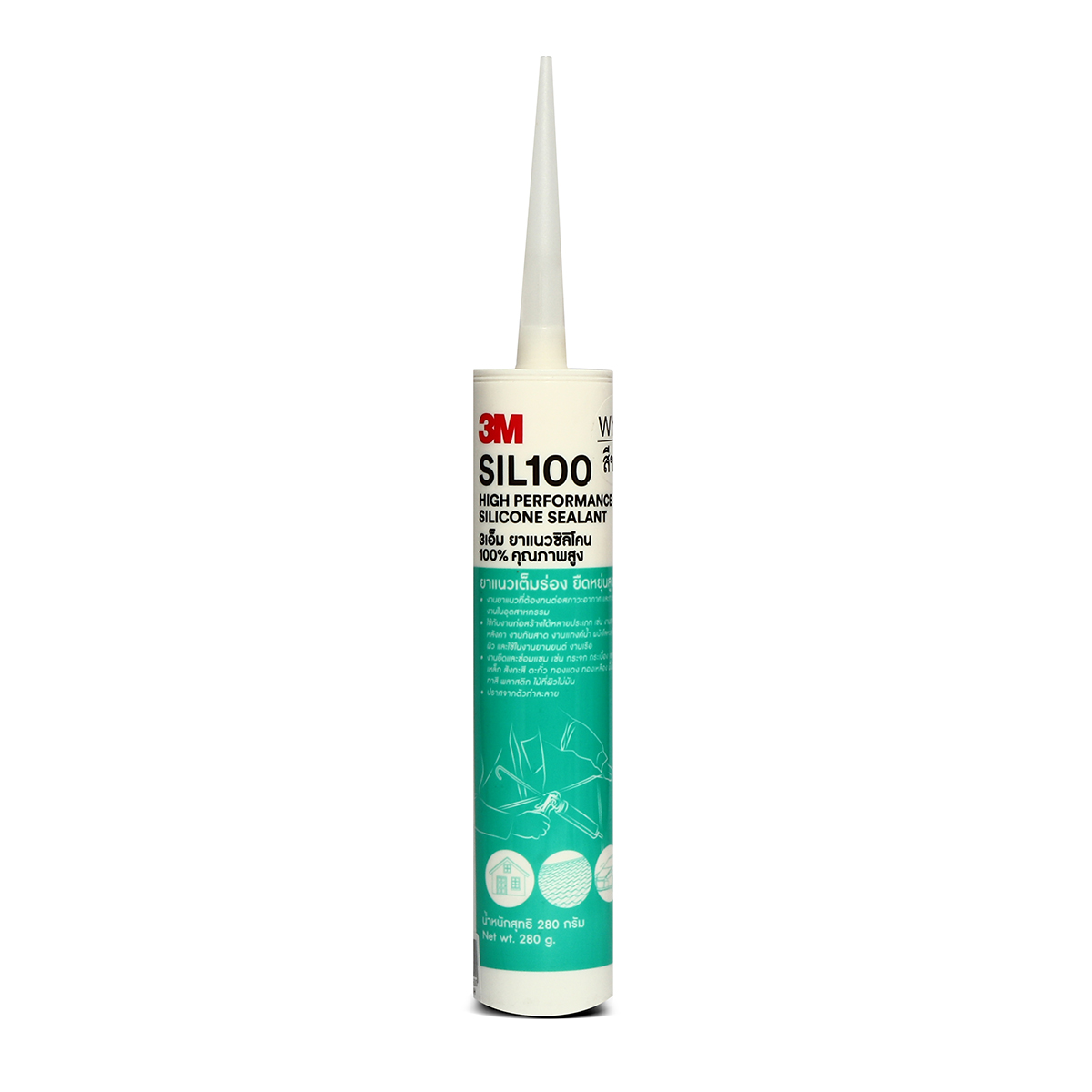 SIL 100 กาวซิลิโคน 100% สีขาว 3M รุ่น 8100 ราคา ฿175.8