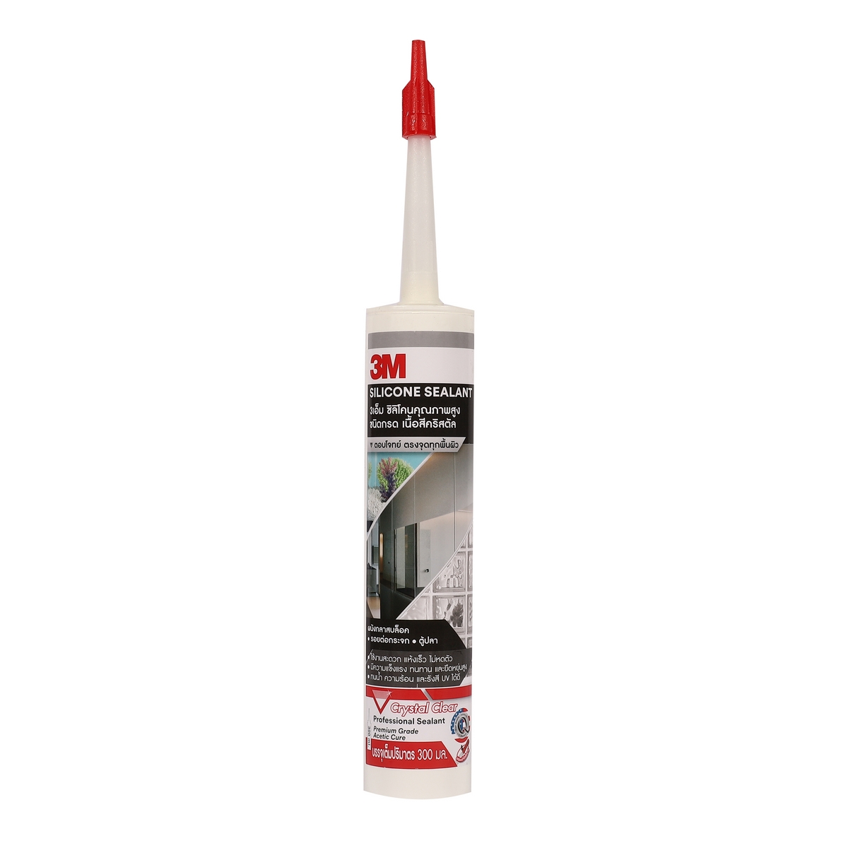 กาวซิลิโคน แบบมีกรด (สีคริสตัล-ใส) 300ML 3M รุ่น 8140 ราคา ฿246