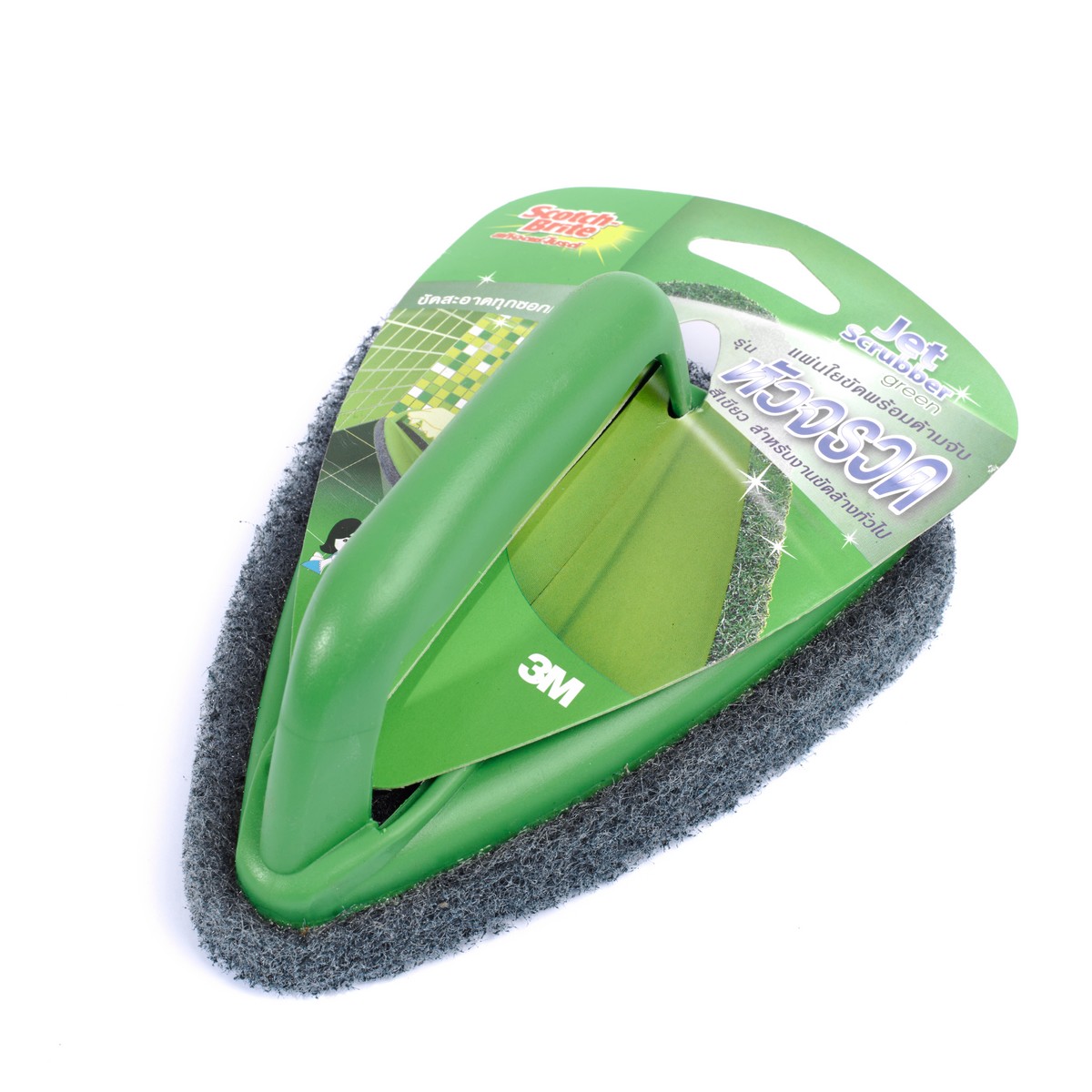 แผ่นใยขัดพร้อมด้ามจับหัวจรวด (สีเขียว) 3M รุ่น 0055 ราคา ฿63.6