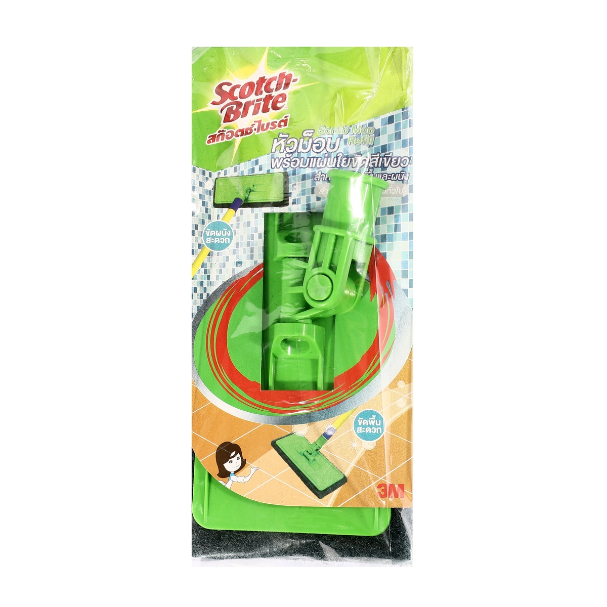 หัวม็อบขัดพื้นและผนัง+ใยขัด (สีเขียว) 3M รุ่น 0058 ราคา ฿214.8