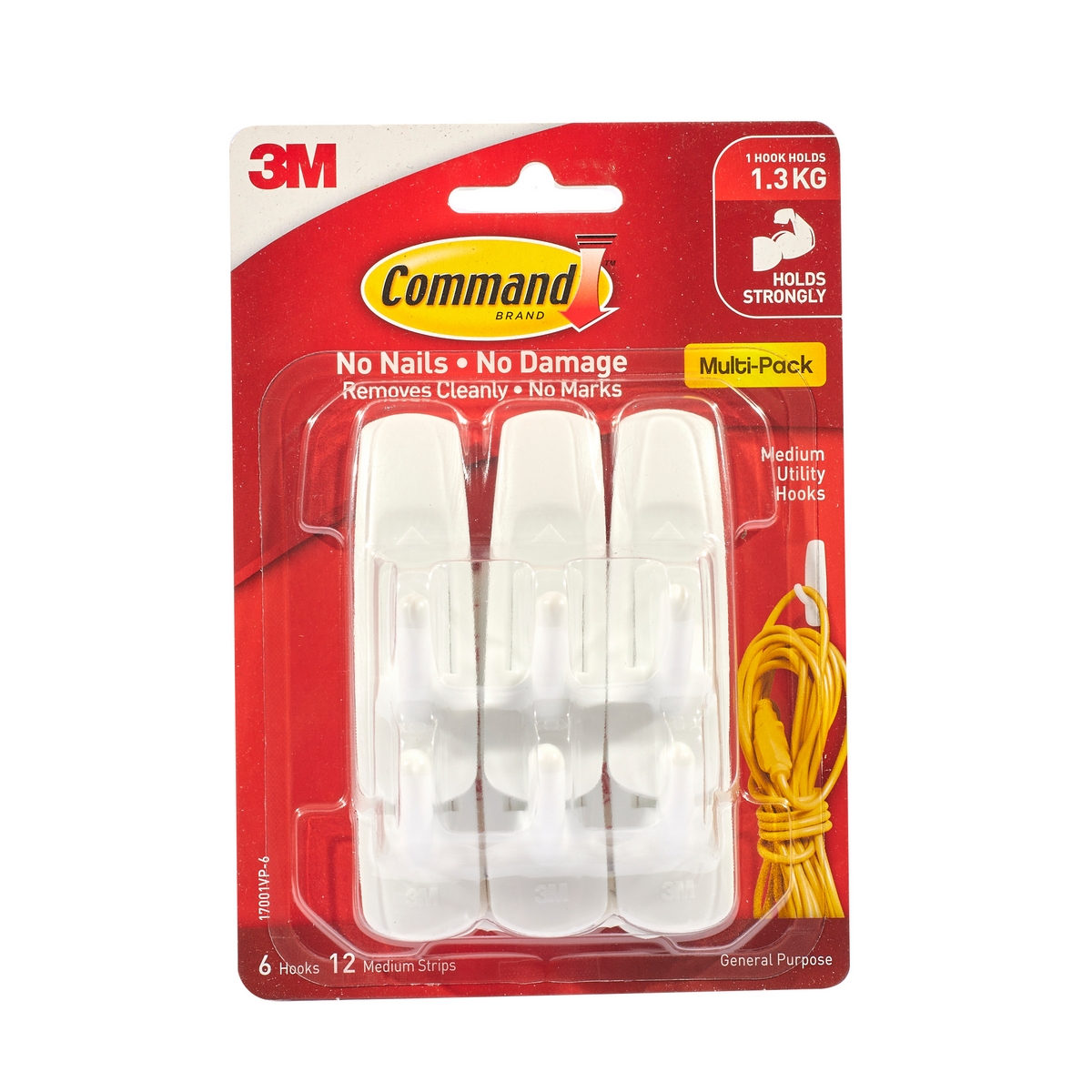 ตะขอแขวน 17001 กลาง(แพ็คสุดคุ้ม)6PCS/PAC 3M รุ่น 0250 ราคา ฿195.6