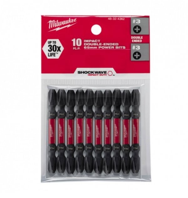 ดอกไขควง PH3-65 มม. Double Ended (10 ดอก) MILWAUKEE รุ่น 48-32-4362D ราคา ฿409.346